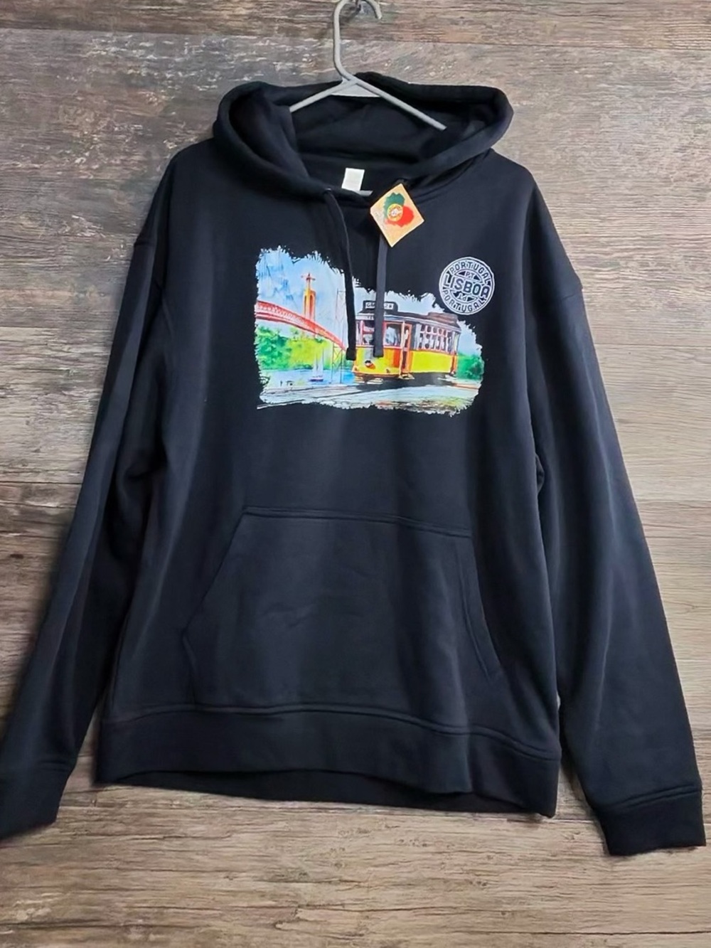 Portugal Lisboa Graphic Hoodie - Black Pullover Sweatshirt